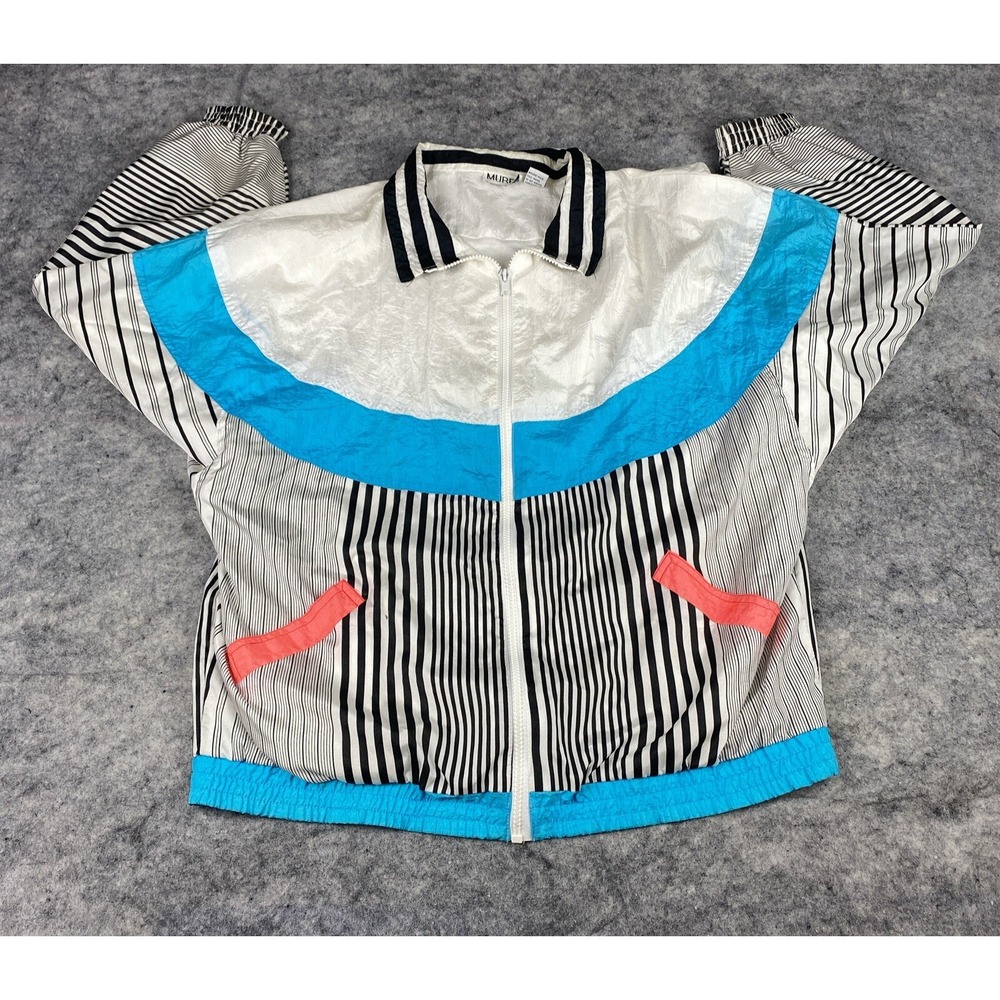 Mureli Vintage 90s Y2K Women's Large Nylon Windbreaker Full Zip Jacket Costume